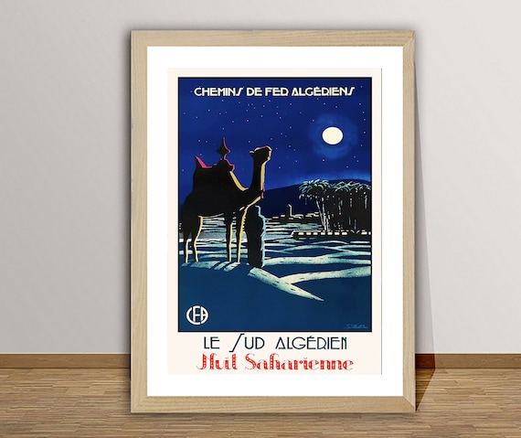 Le Sud Algerien Nuit Saharienne Vintage Travel Poster