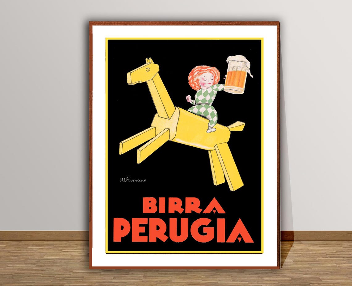 Birra Perugia Vintage Fooddrink Poster Retro Beer Poster Gift Idea Wall Decor - Image 2