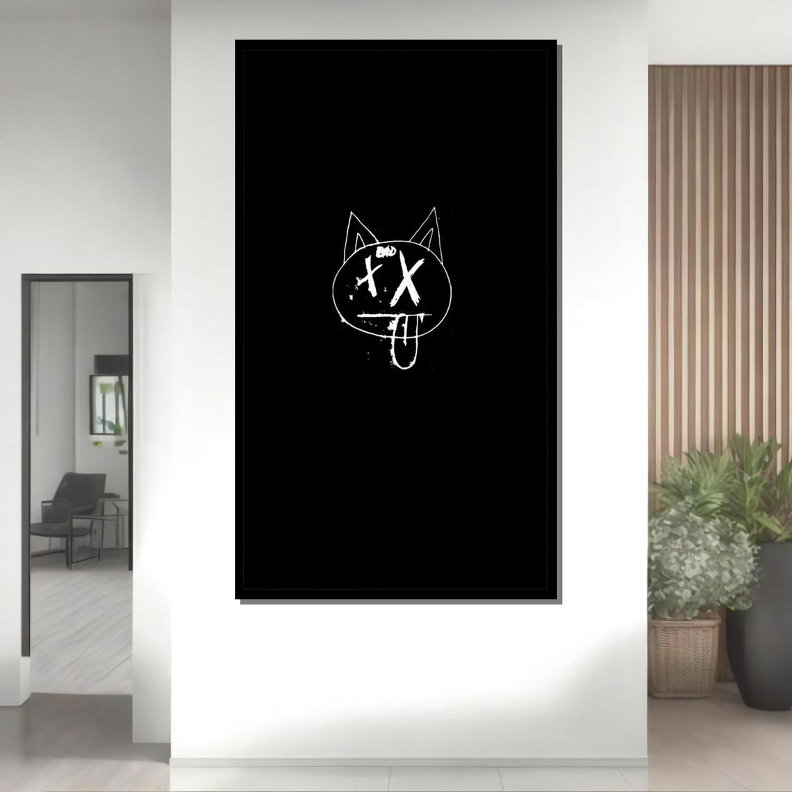 Bad Kitty Graffiti Cat Minimalist Black White Urban Art Poster