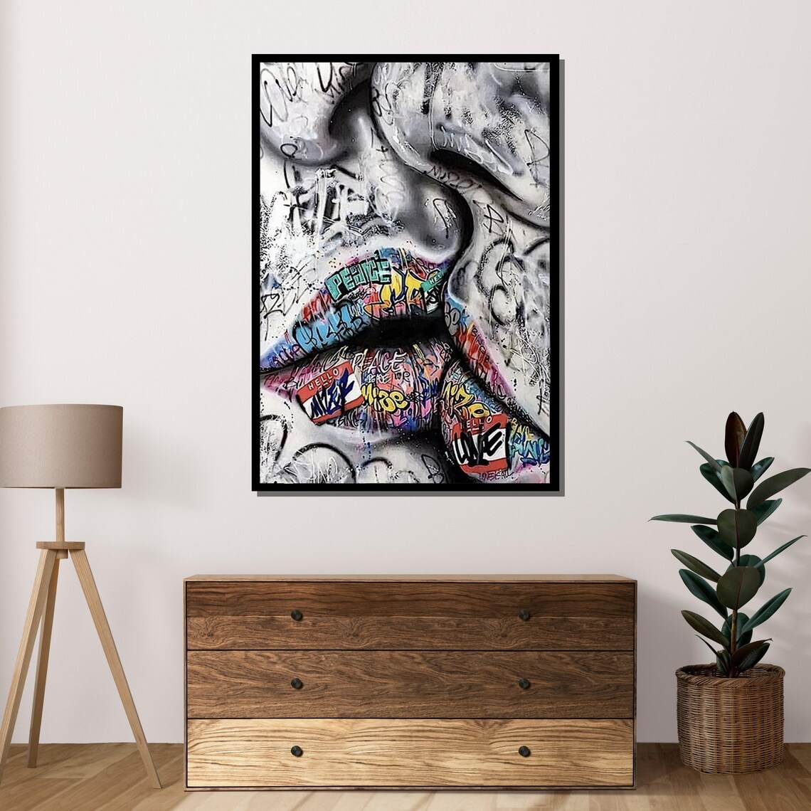Graffiti Lips Street Art Colorful Urban Pop Culture Statement Poster