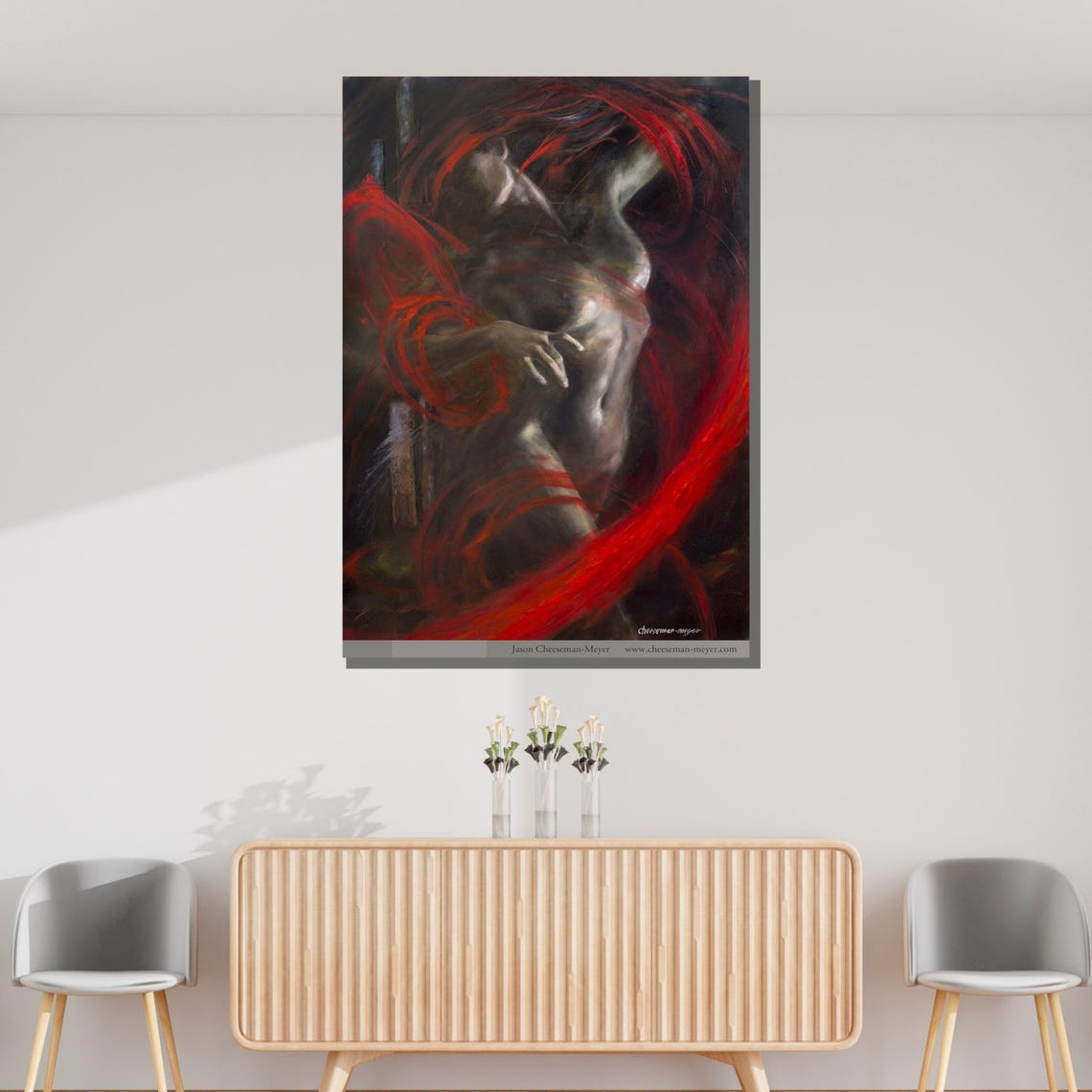 Erotic Abstract Figure Red And Black Swirl Sensual Dark Art Poster - Image 3