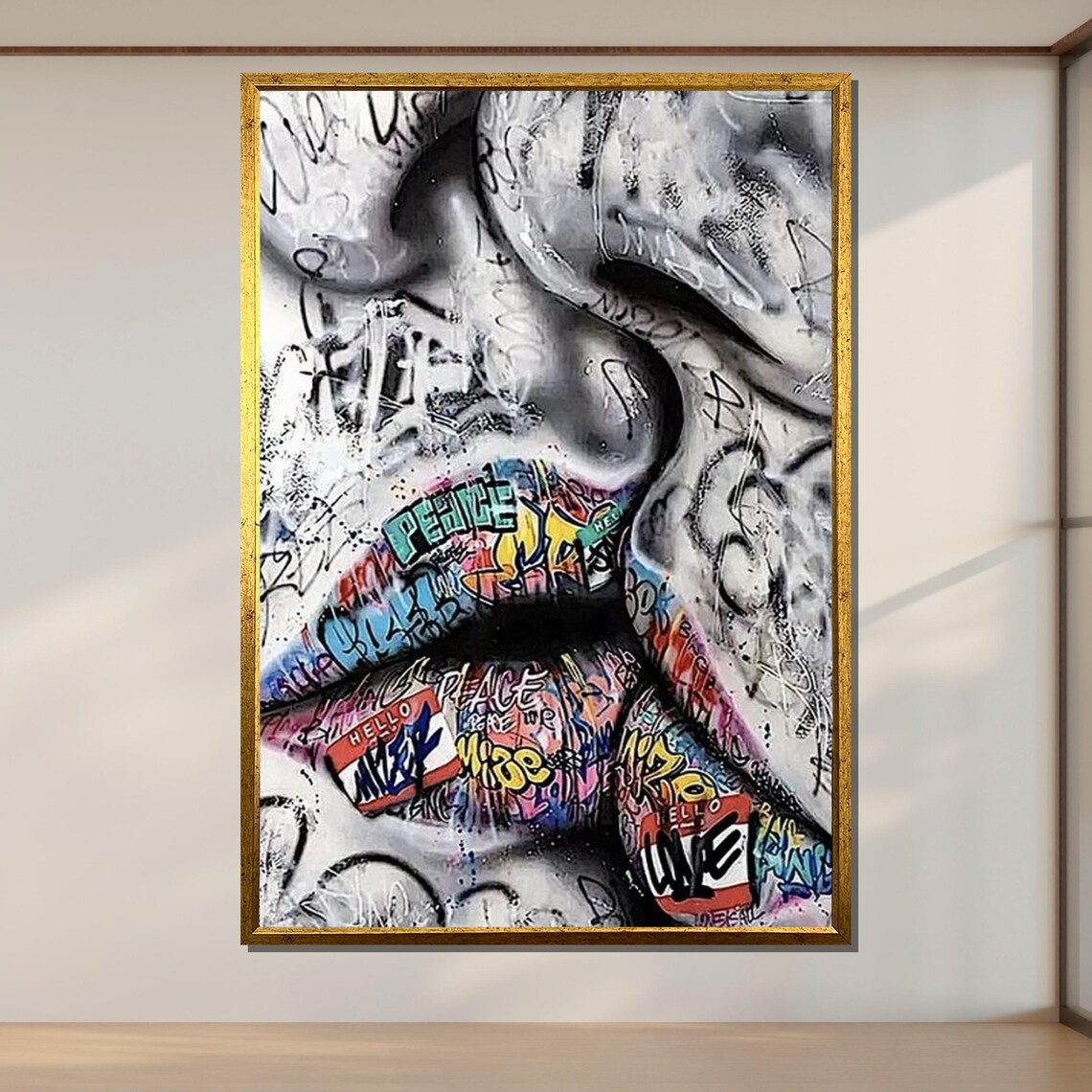 Graffiti Lips Street Art Colorful Urban Pop Culture Statement Poster - Image 2