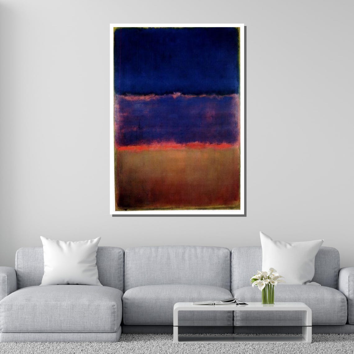 Deep Horizon Color Field Navy Purple Red Stripe Modern Abstract Poster - Image 2