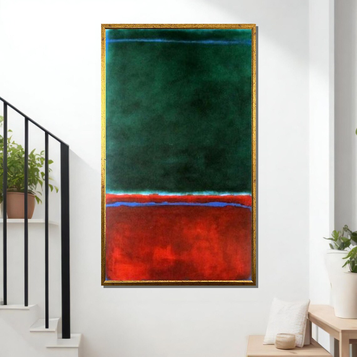 Rothko Inspired Green Red Color Field Abstract Minimalist Art Print