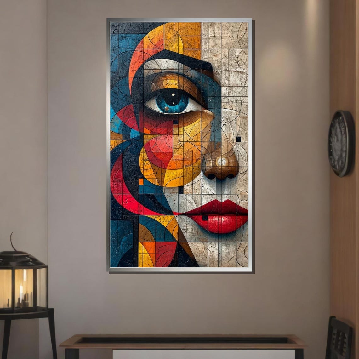 Geometric Woman Portrait Abstract Modern Art Vibrant Cubist Wall Art Design Ready To Hang - Image 3
