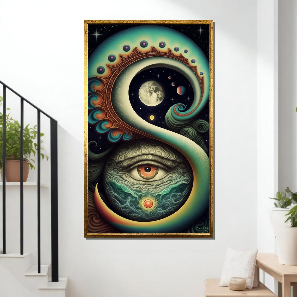 Surreal Cosmic Eye Psychedelic Moon Universe Swirl Wall Art Poster