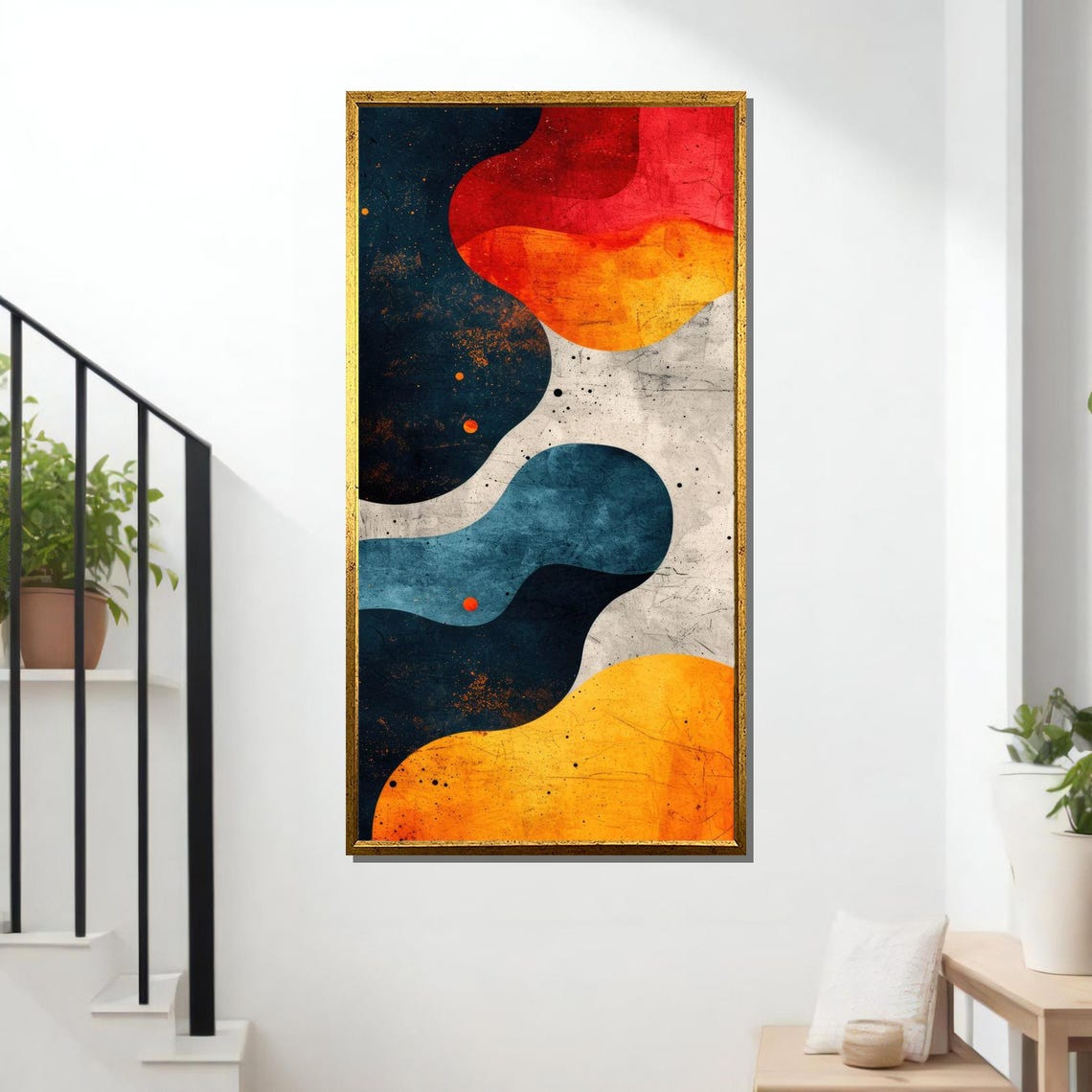 Abstract Wave Art Colorful Abstract Wall Art Modern Geometric Print Contemporary Home Decor Ready To Hang Artwork