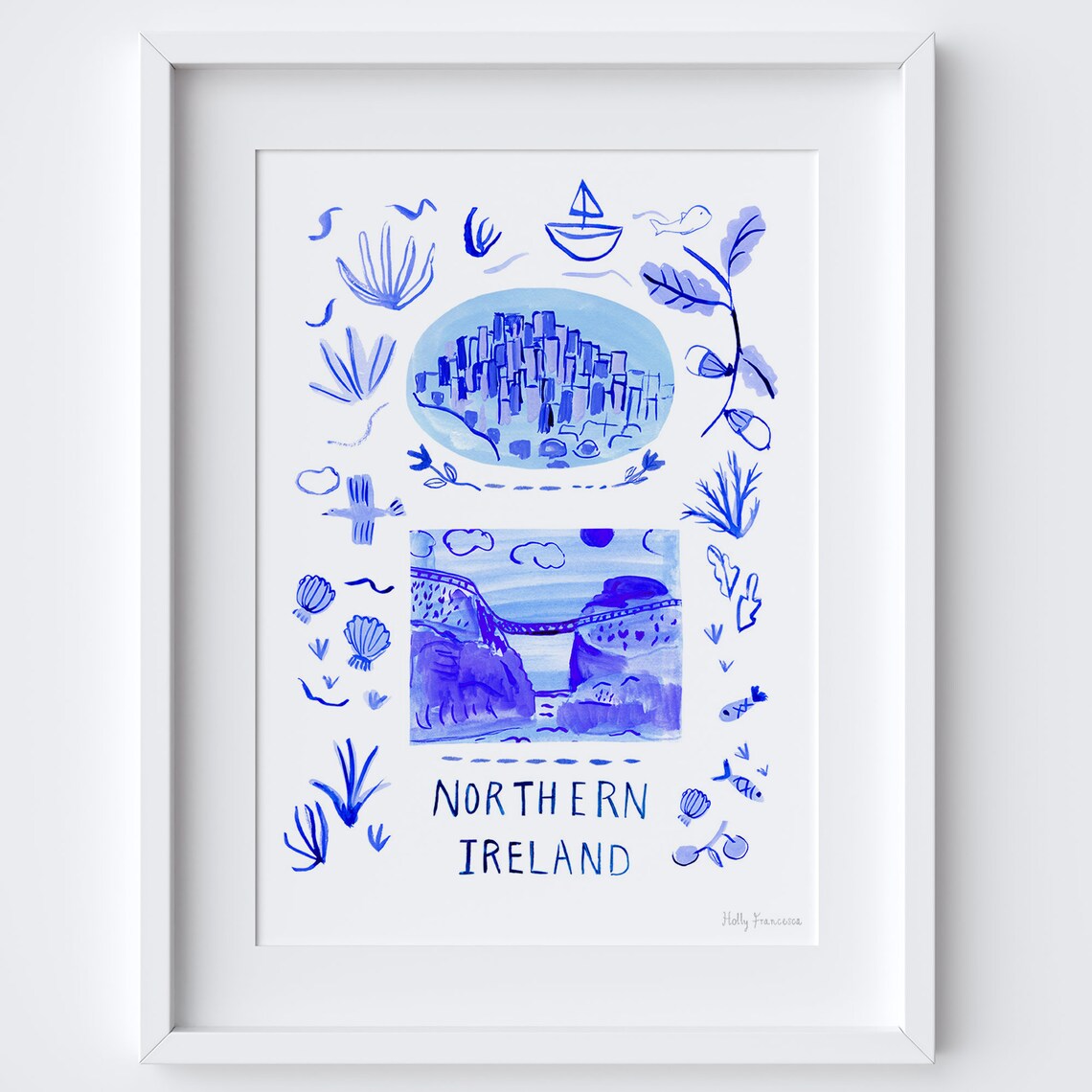 Northern Ireland Scene Watercolor Travel Poster