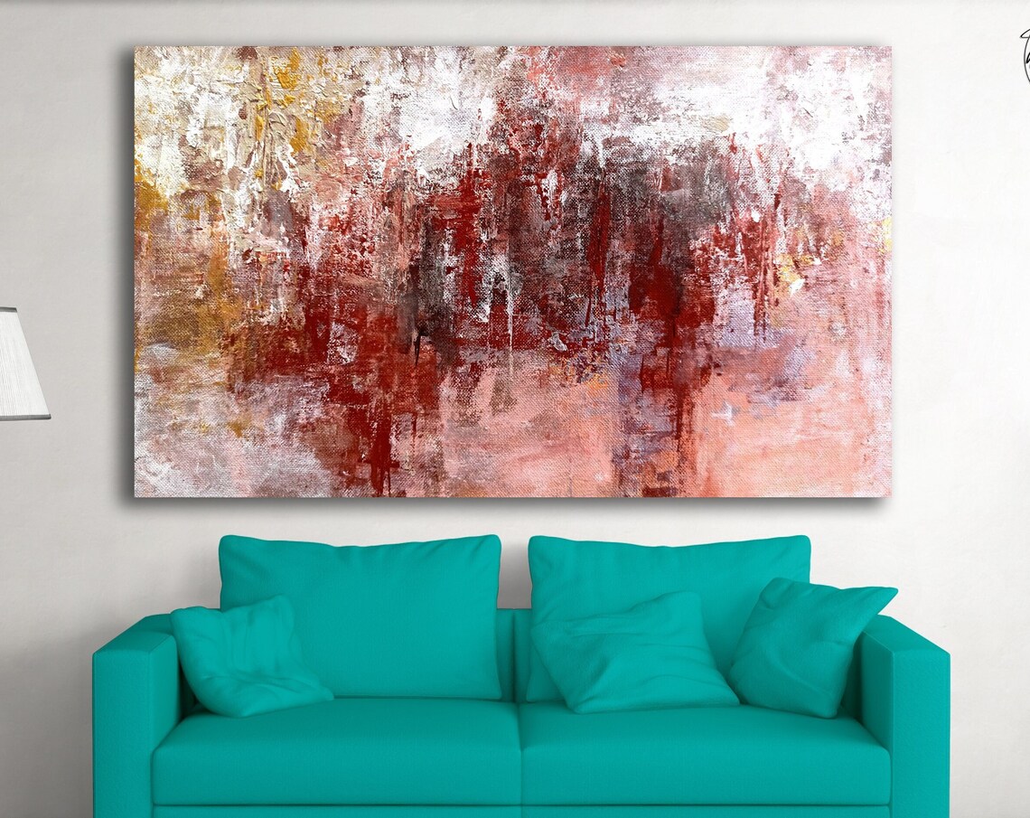 Pink Abstract Painting, Oversized Wall Art
