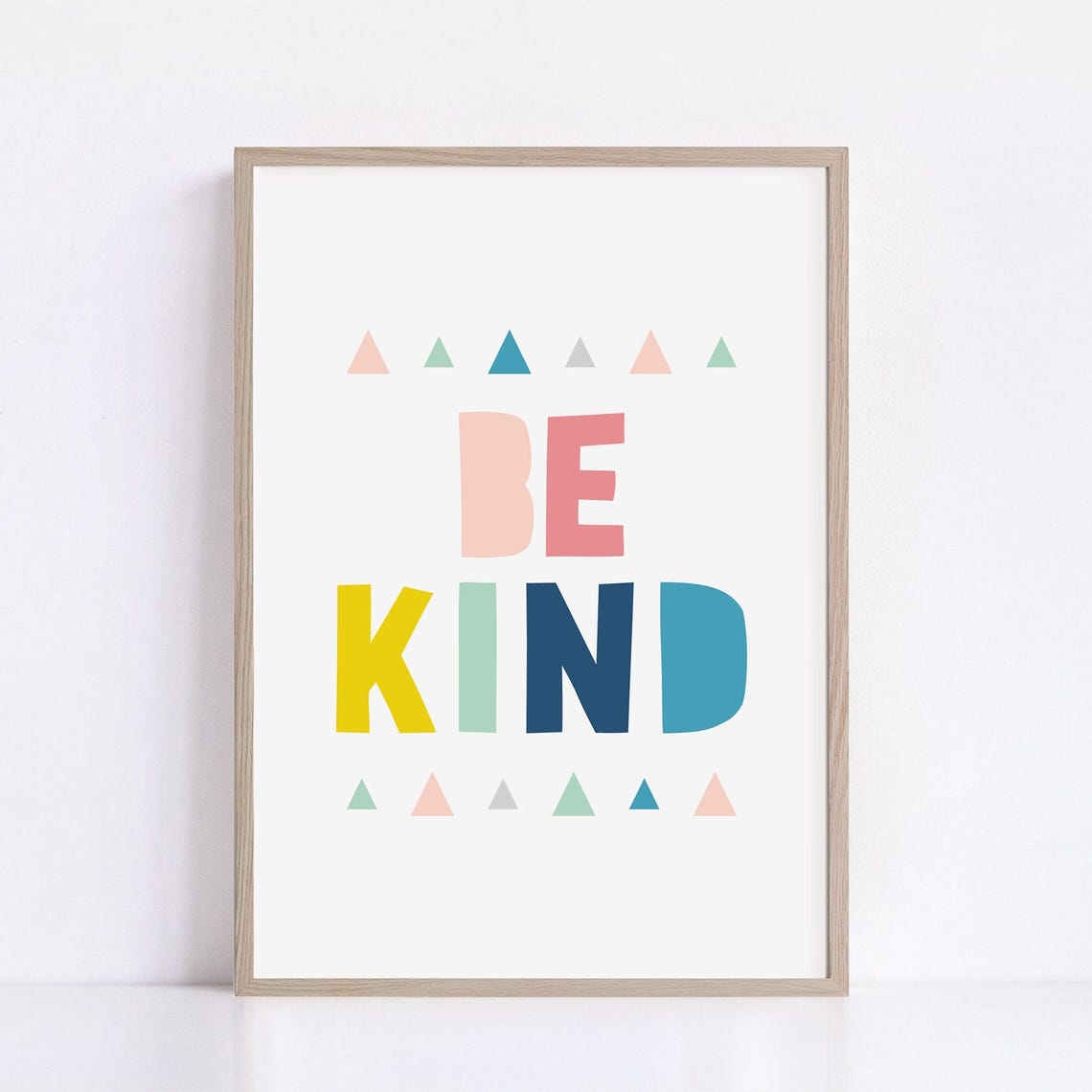 Be Kind Colorful Kids Typography Print with Pastel Triangle Accents - Image 3