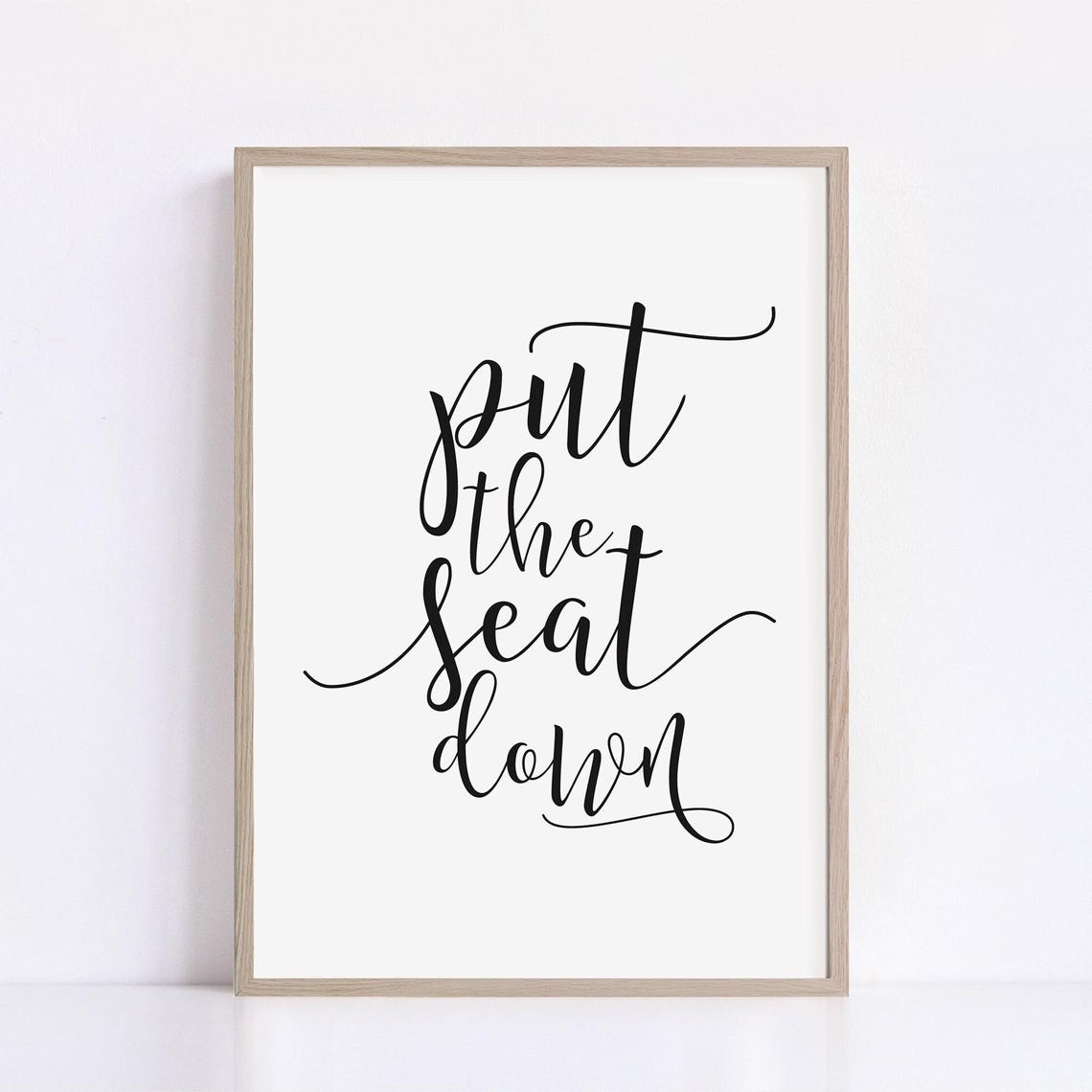 Put The Seat Down Script Quote Funny Bathroom Toilet Rules Poster - Image 2