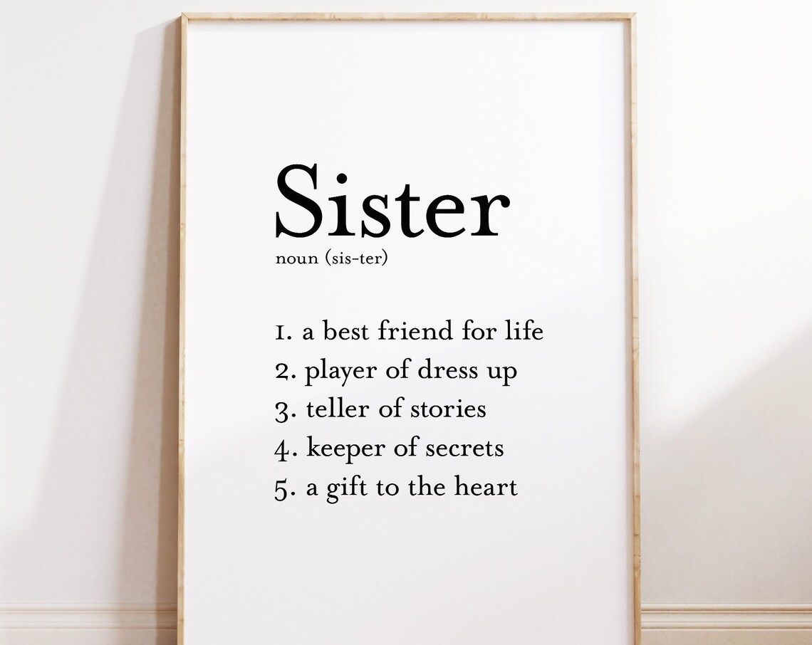 Sister Definition Dictionary Style Best Friend Gift Quote Poster