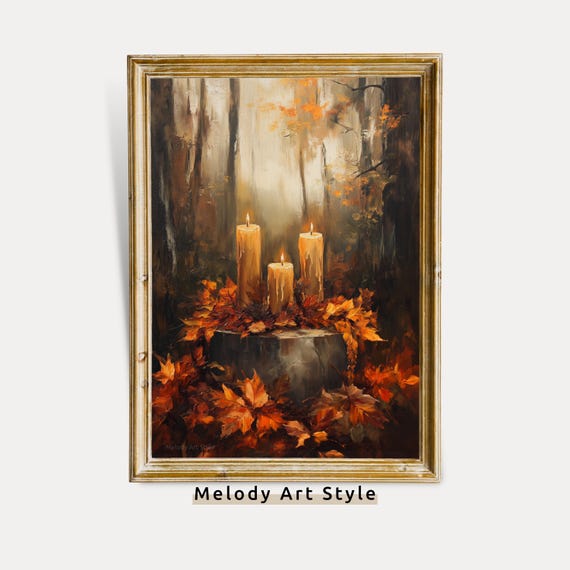 Autumn Candle Forest Wall Art Fall Leaves Mystica Halloween And Thanksgiving Decor Enchanted P667