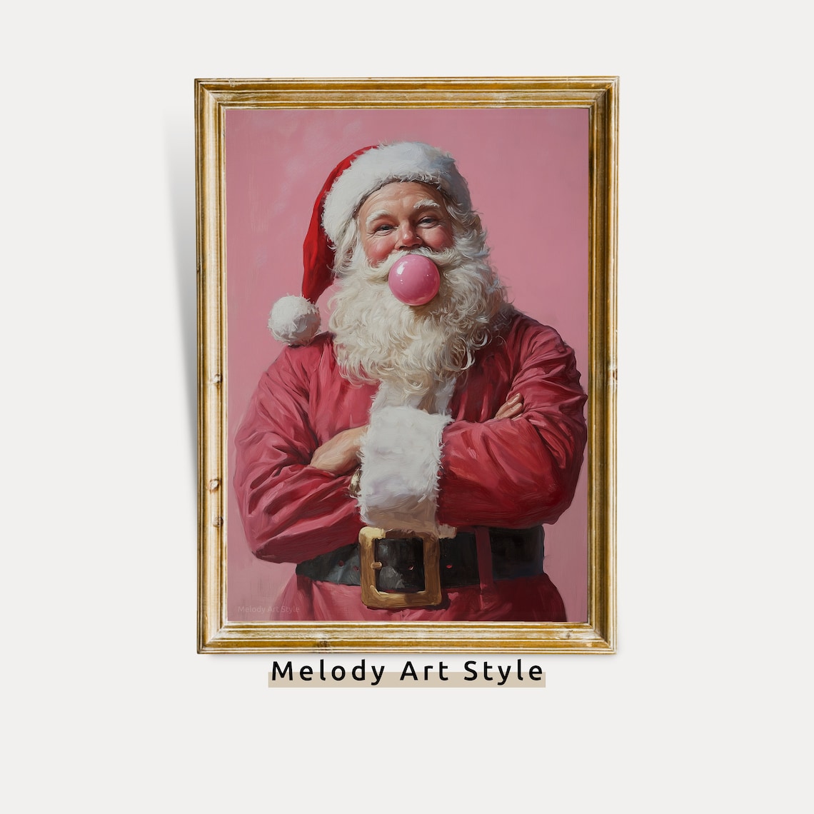 Retro Santa Claus Bubble Gum Christmas Poster Print