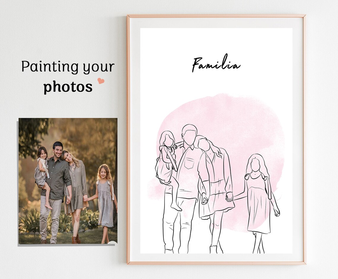 Custom Faceless Family Line Art Print for Dad - Image 2