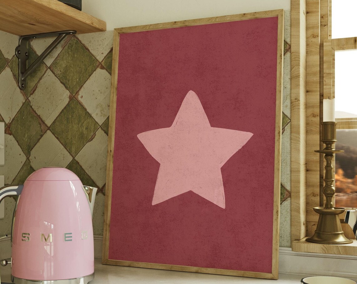 Retro Hand Drawn Star Poster, Trendy Aesthetic Decor - Image 4