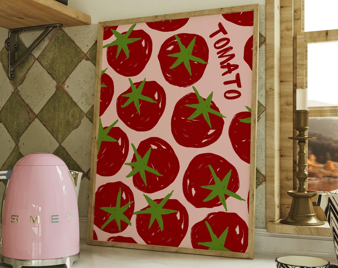 Tomato Poster Retro Food Art Print for Kitchen