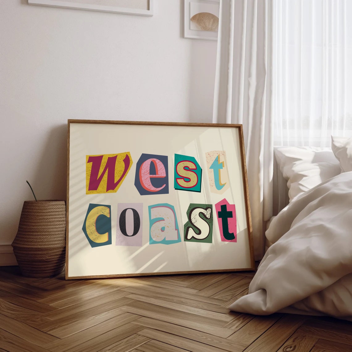 West Coast Cutout Ransom Note Style Colorful Magazine Letters Print - Image 2