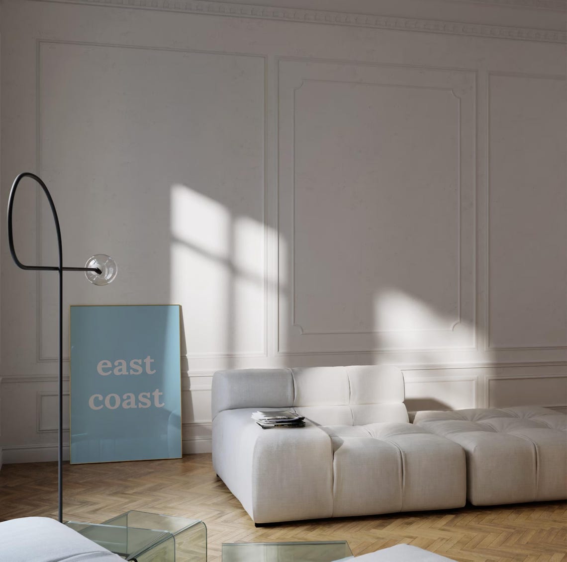 East Coast White Text On Sky Blue Minimal Coastal Style Poster - Image 2