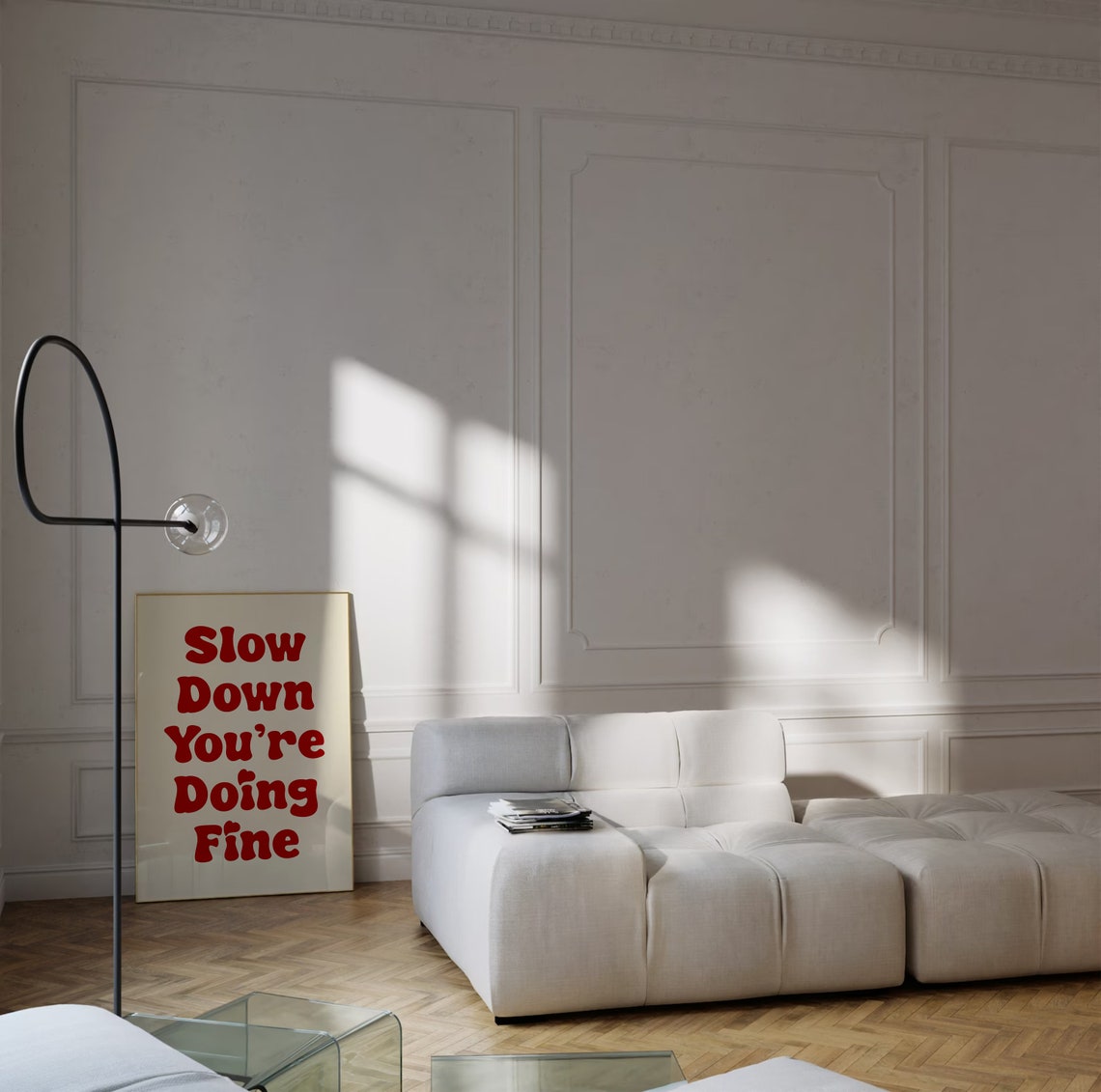 Slow Down Youre Doing Fine Wall Art Red Dorm Room Decor Affirmation Poster Daily Reminder Trendy Wall Art Uplifting Quote Print - Image 2