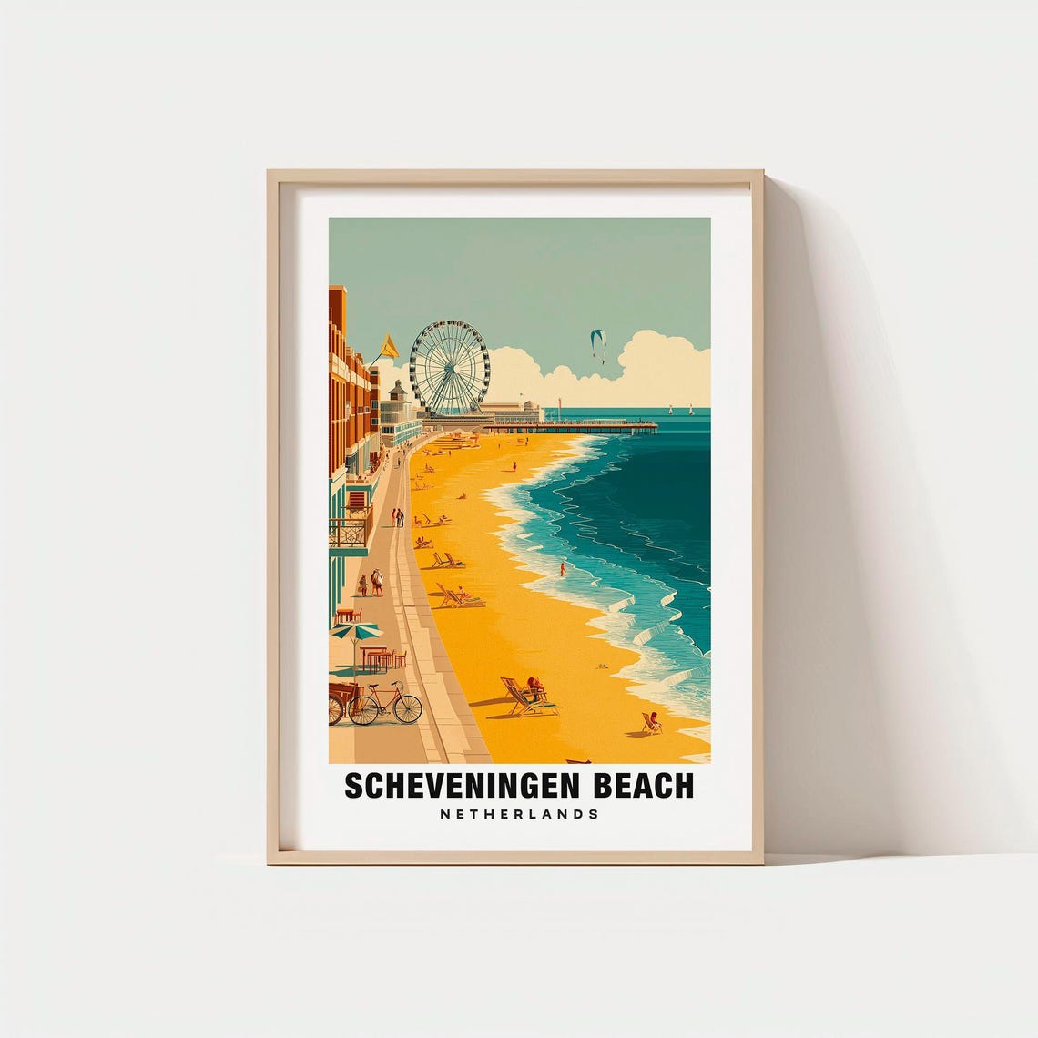 Scheveningen Beach Netherlands Sunny Ferris Wheel Pier Poster