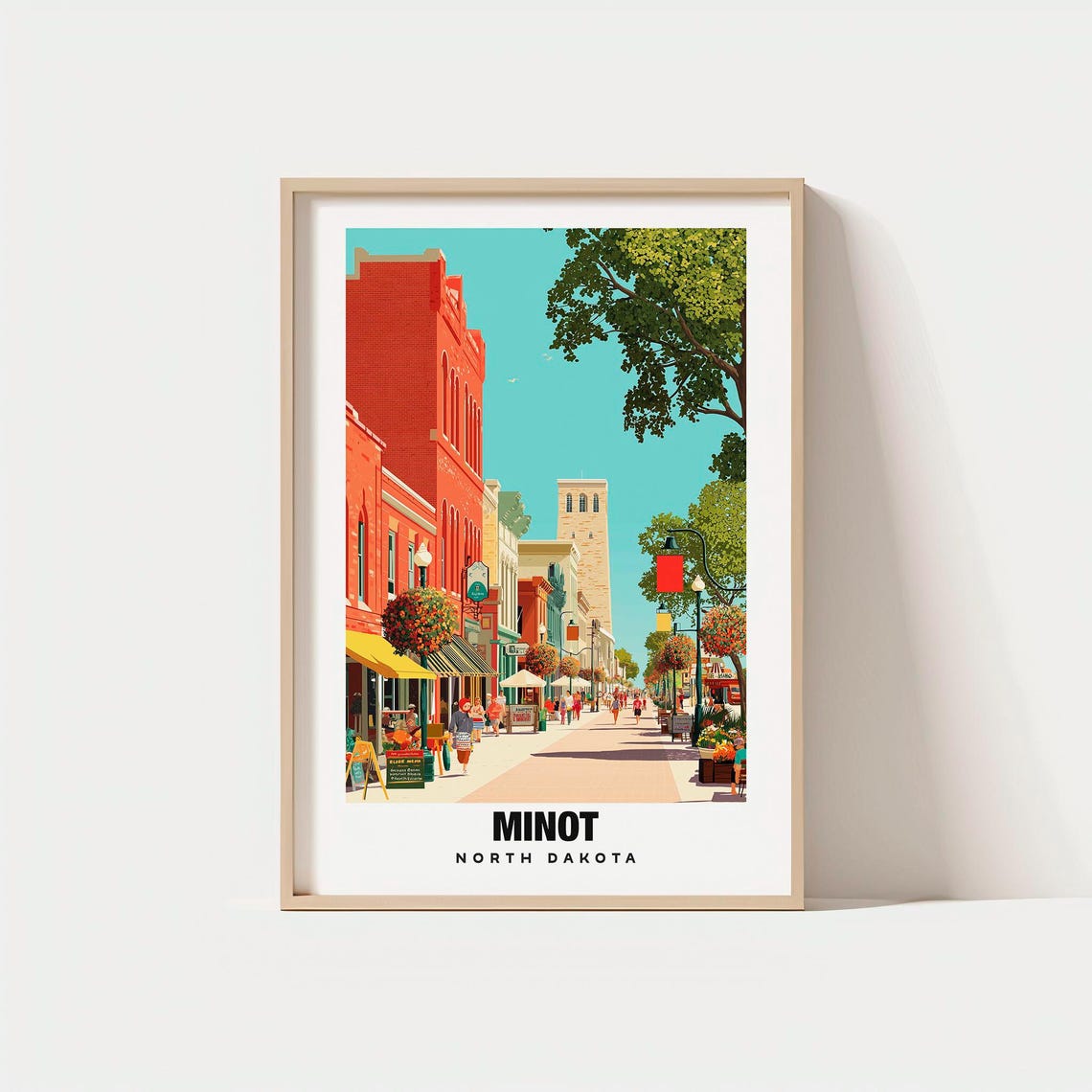 Charming Minot North Dakota Downtown Street Flower Baskets Poster