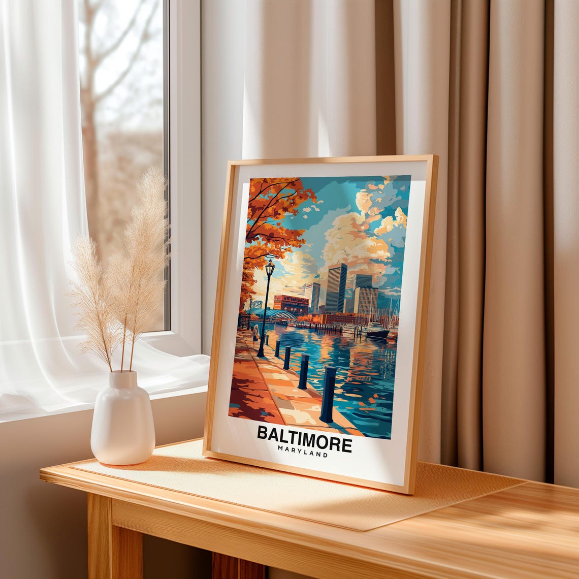 Baltimore Print Maryland Poster Travel Wall Art Cityscape Print Usa Poster Urban Art Scenic Decor Landmark Print Travel Poster - Image 3