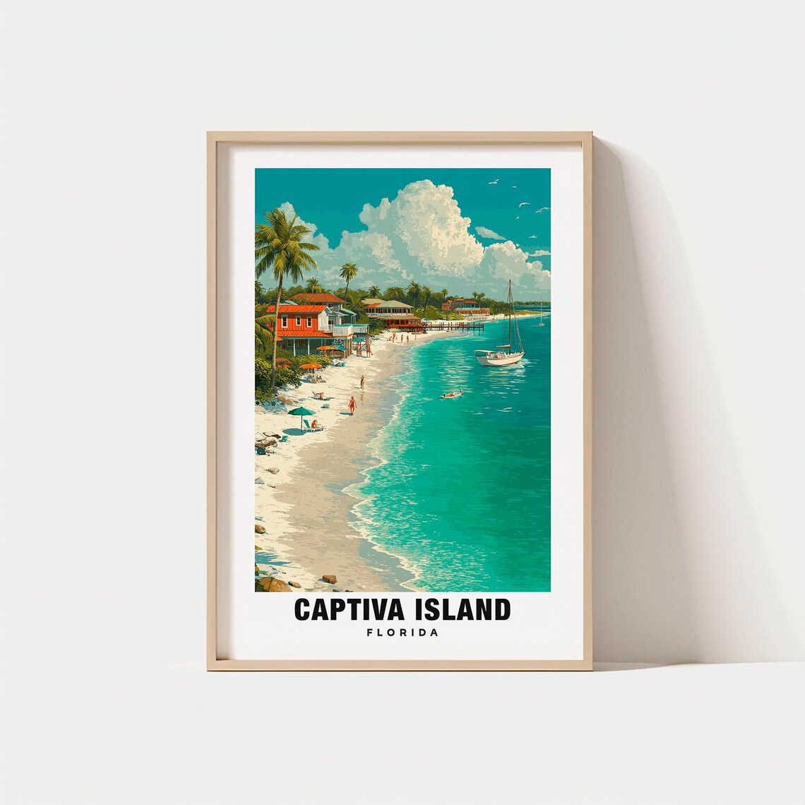 Captiva Island Florida Turquoise Shores Palms Sailboat Beach Poster