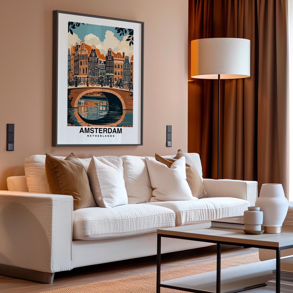 Amsterdam Print Netherlands Poster Travel Wall Art Cityscape Print Scenic Art Canal Decor Urban Print Dutch Landscape Travel Poster - Image 4