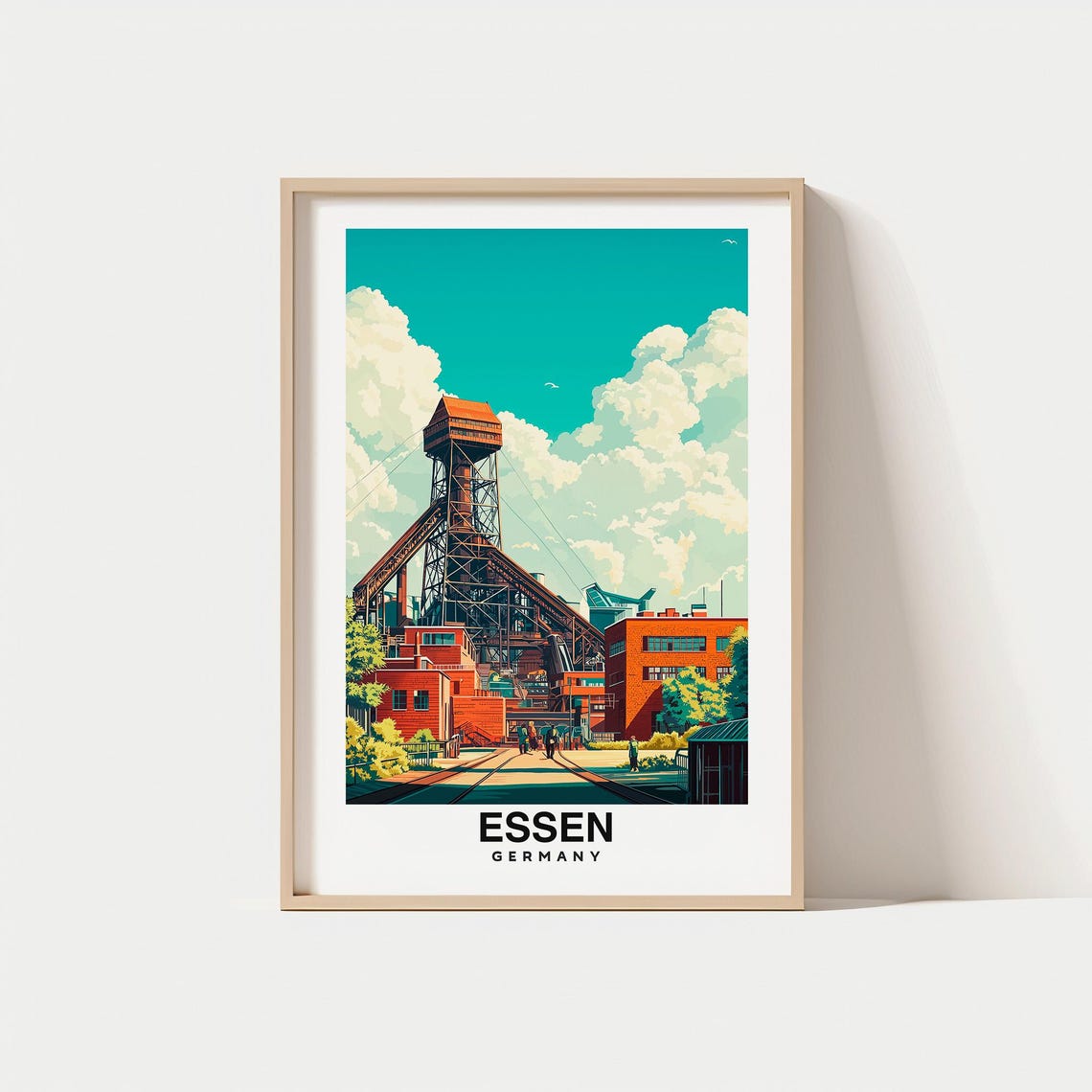 Essen Print Travel Poster German Art Historic City Industrial Heritage Cultural Landmarks Scenic Parks Vibrant Culture Urban Charm