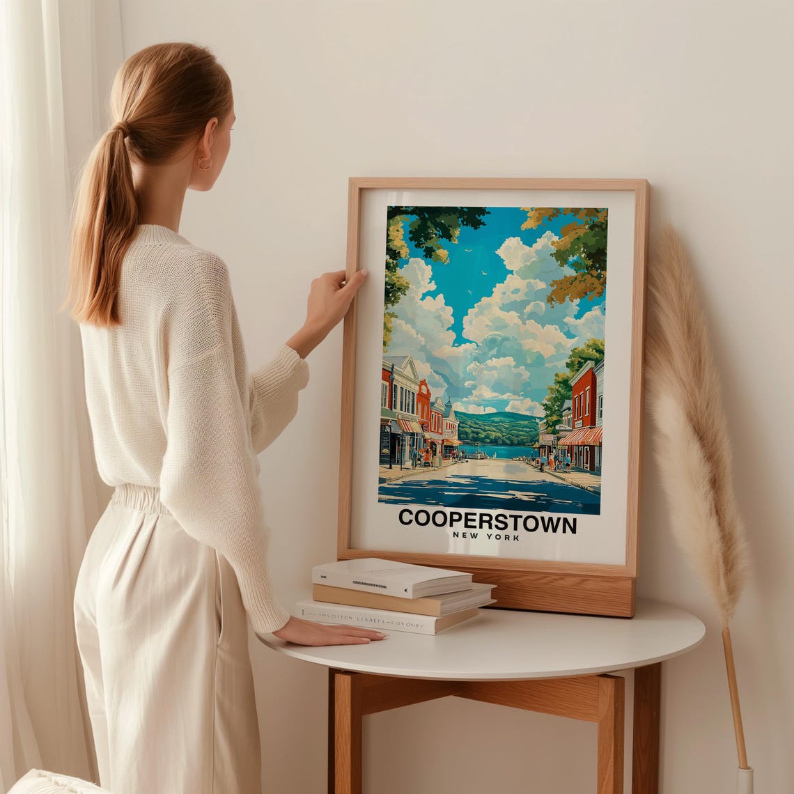 Cooperstown Print Usa Poster Travel Wall Art Scenic View Historic Landmark Baseball Hall Of Fame Upstate New York Nature Decor - Image 2