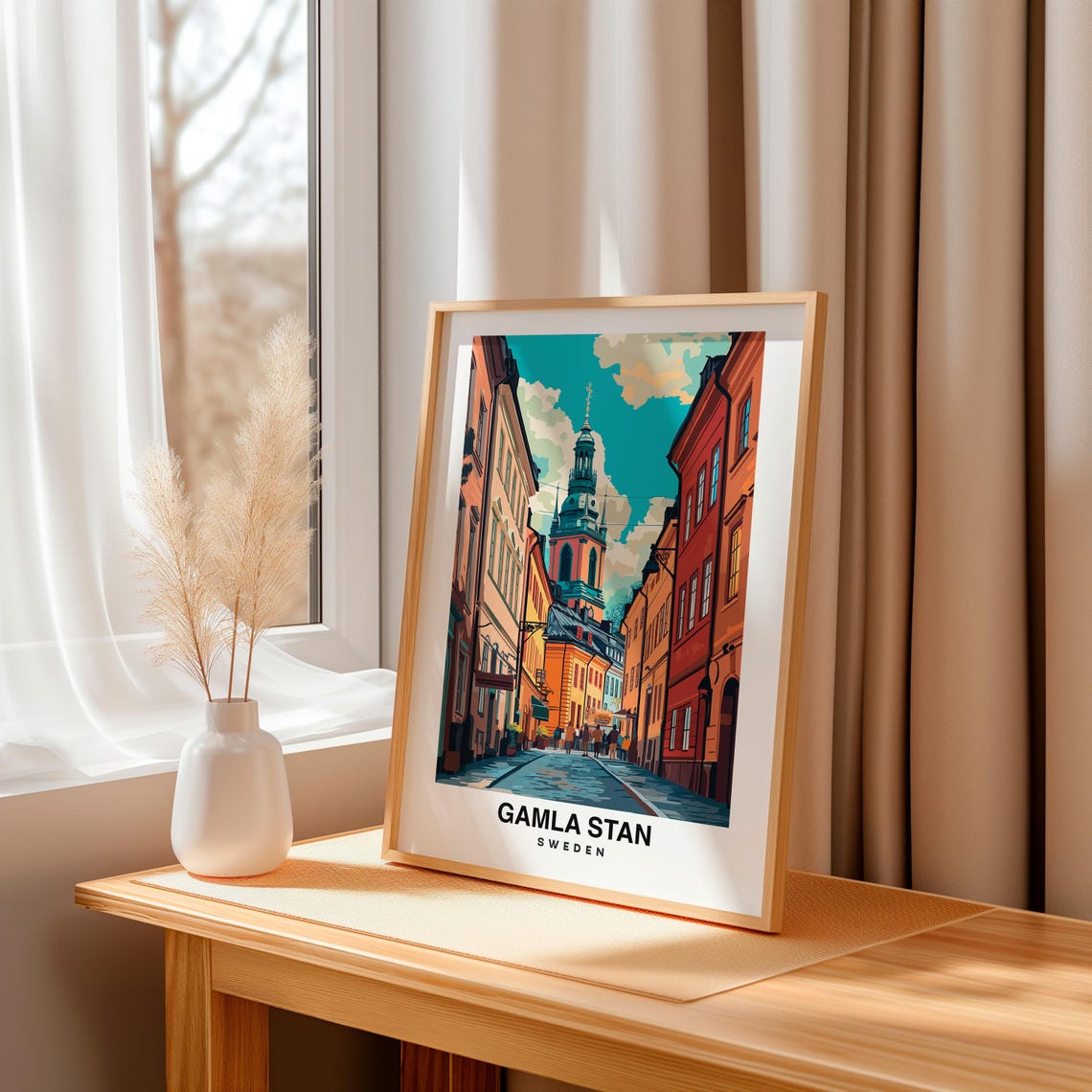 Gamla Stan Old Town Travel Print Wall Art Stockholm Sweden City Print Gamla Stan Old Town Travel Gift Gamla Stan Old Town Poster - Image 3