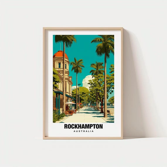 Rockhampton Print Australia Poster Views Art Charm City Beauty Scenic Landscape Cultural Heritage