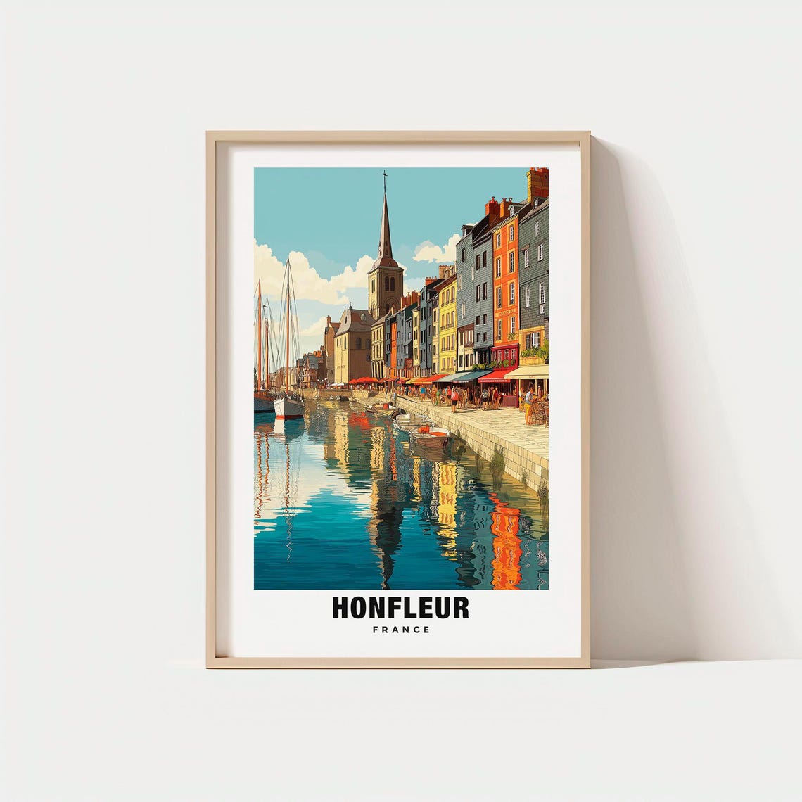 Honfleur Print France Poster Seaside Views Travel Art Harbor Charm Historic Streets Scenic Beauty French Village Coastal Escape