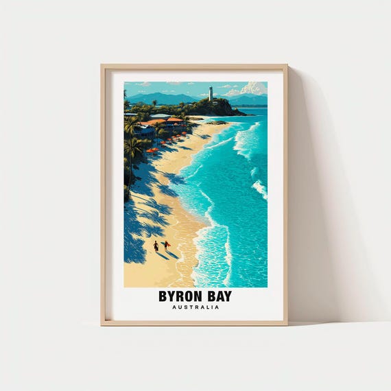 Byron Bay Print Australia Poster Views Art Charm Beauty Coastal Heritage Scenic Landscape