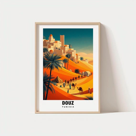 Douz Print Tunisia Poster City Views Africa Charm Desert Beauty Travel Scenic Decor