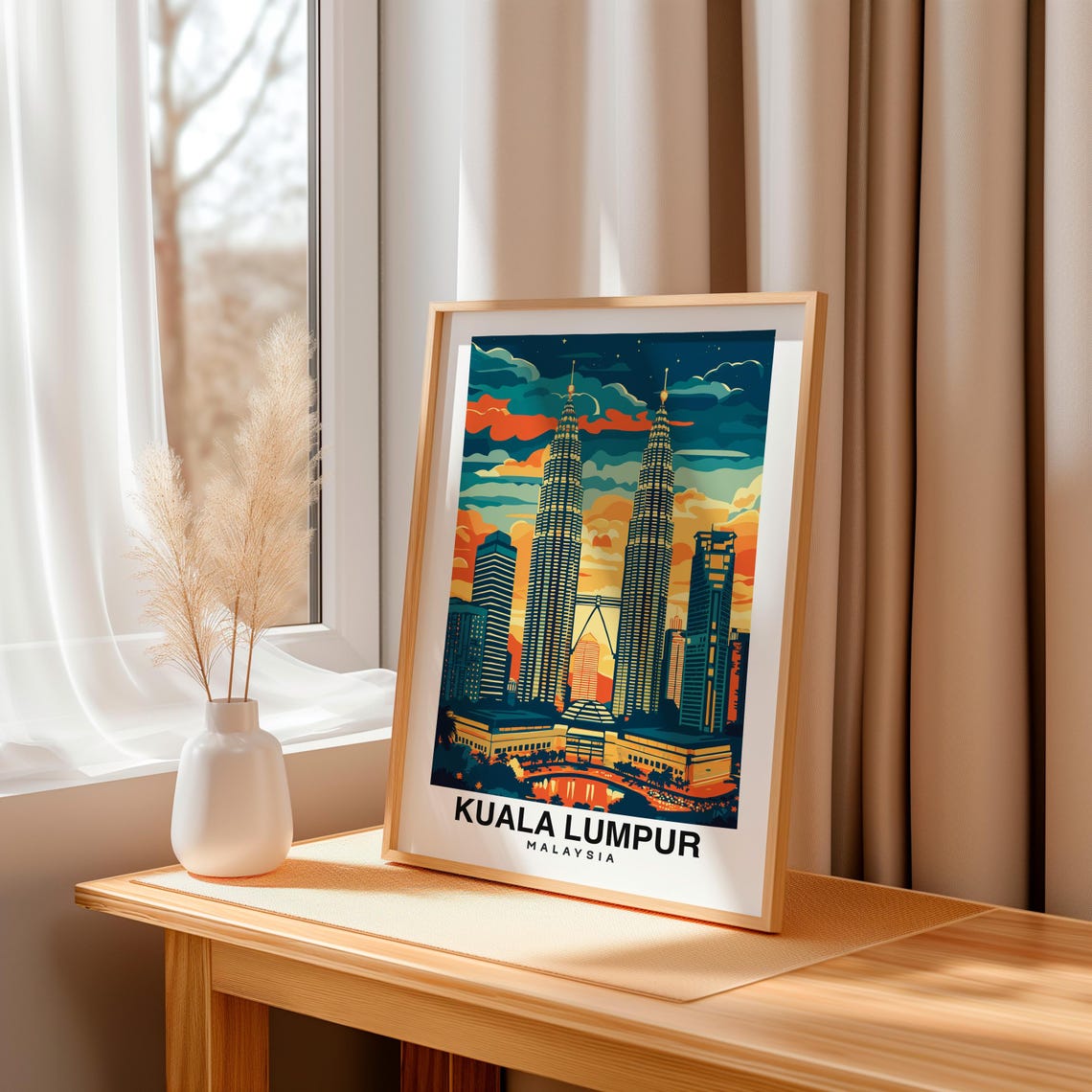 Kuala Lumpur Print Malaysia Poster Travel Wall Art Cityscape Print Scenic Art Urban Decor Landmark Print Travel Poster - Image 3