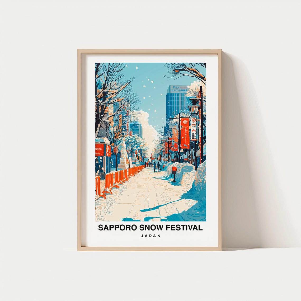Sapporo Snow Festival Print Japan Poster Travel Wall Art Scenic Print Ice Sculptures Winter Wonderland Hokkaido View Cultural Event