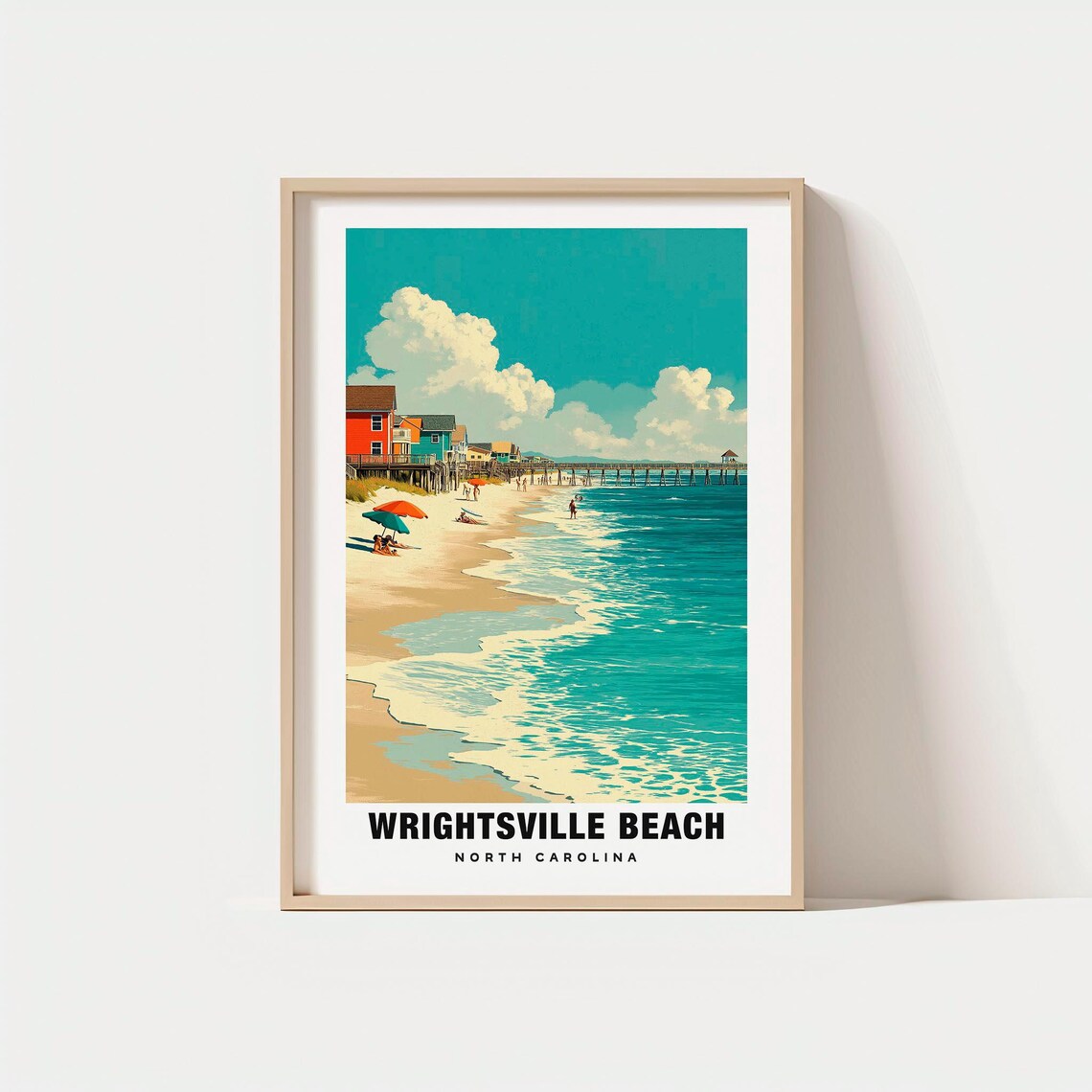 Wrightsville Beach North Carolina Fishing Pier and Sandy Shore Poster