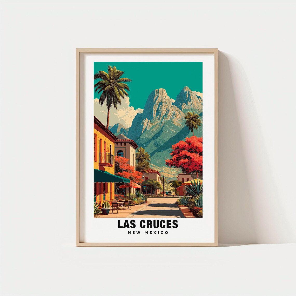 Las Cruces Print Usa Poster Travel Art Desert Scene Mountain Views City Escape Scenic Landscape Southwestern Charmnew Mexico