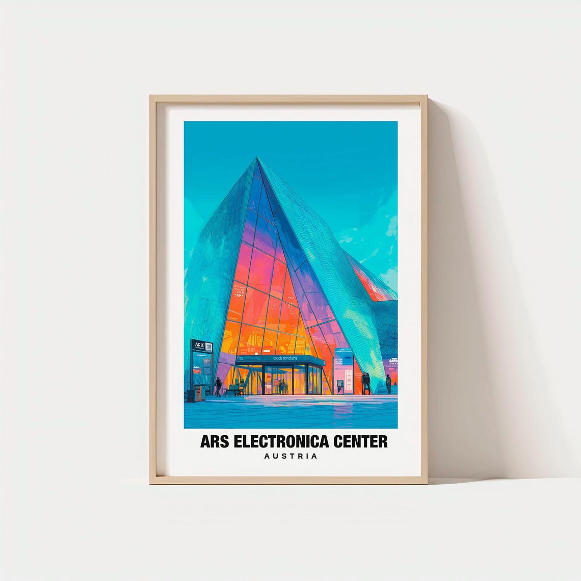 Ars Electronica Center Austria Futuristic Architecture Night Poster