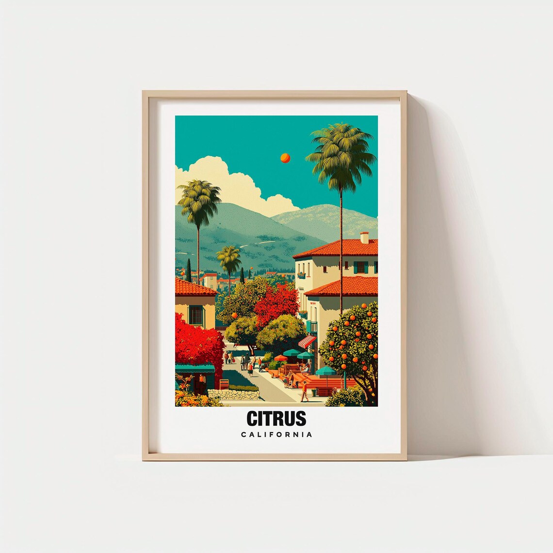 Citrus California Orange Groves Spanish Style Street Palms Poster