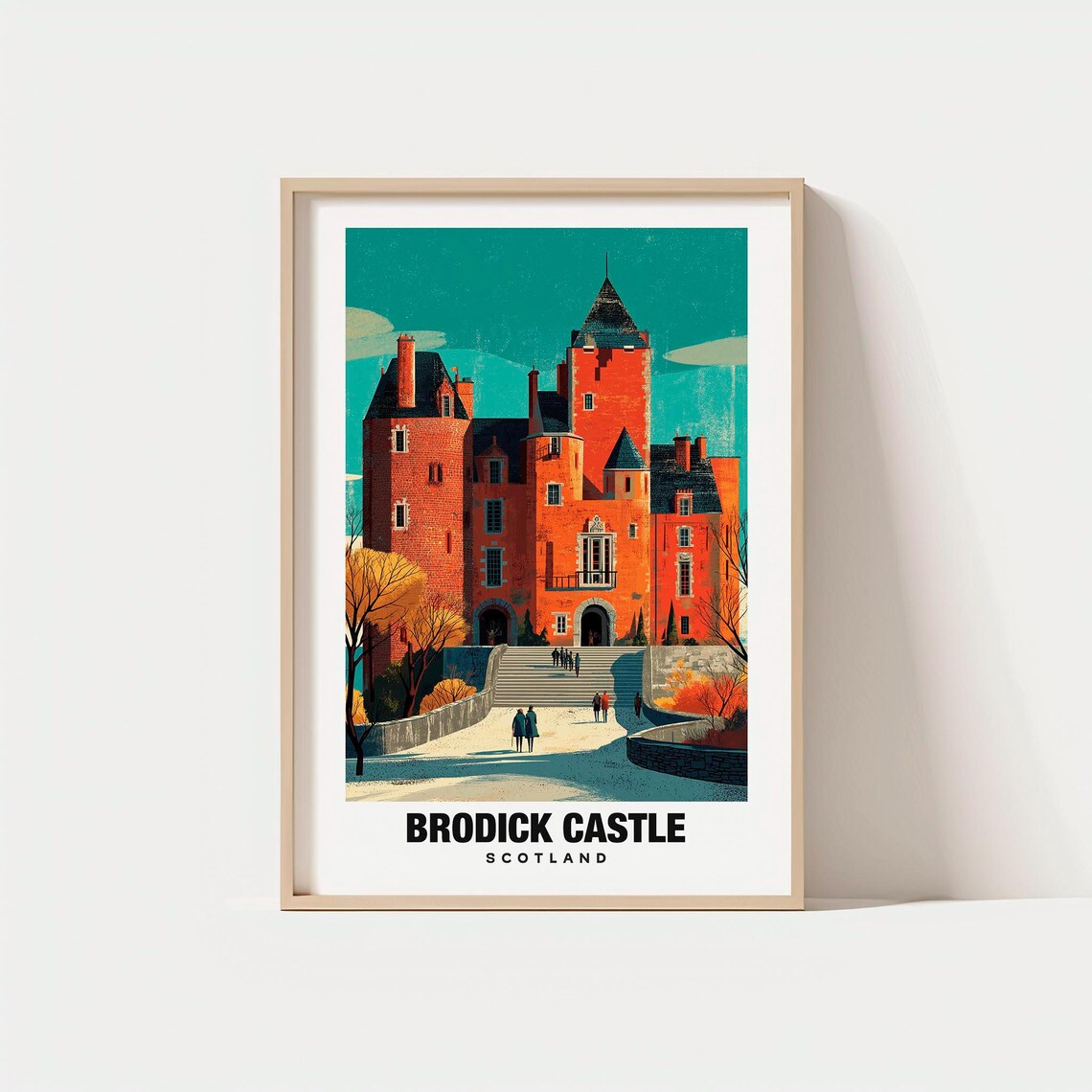 Brodick Castle Scotland Red Sandstone Historic Landmark Travel Poster