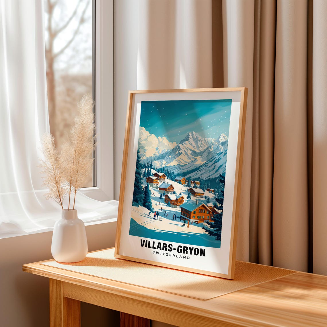 Villars Gryon Print Switzerland Poster Villars Gryon Views Villars Gryon Mountains Villars Gryon Village Switzerland Charm Swiss Art - Image 3