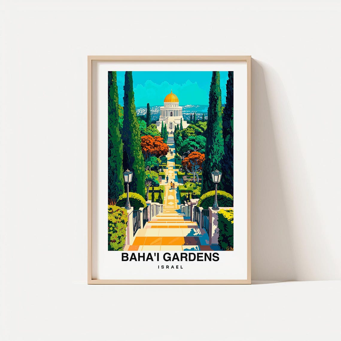 Bahai Gardens Travel Print Wall Art Haifa Israel City Print Bahai Gardens Travel Gift Bahai Gardens Poster Wall Art Israel Culture