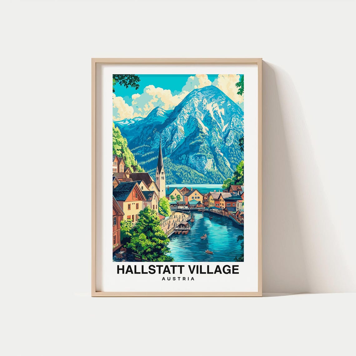 Hallstatt Village Travel Print Wall Art Hallstatt Austria City Print Hallstatt Village Travel Gift Hallstatt Village Poster Wall Art