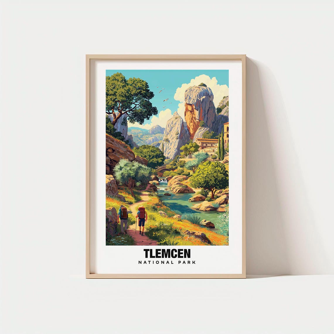 Tlemcen National Park Algeria Hiking Trail Retro Travel Poster