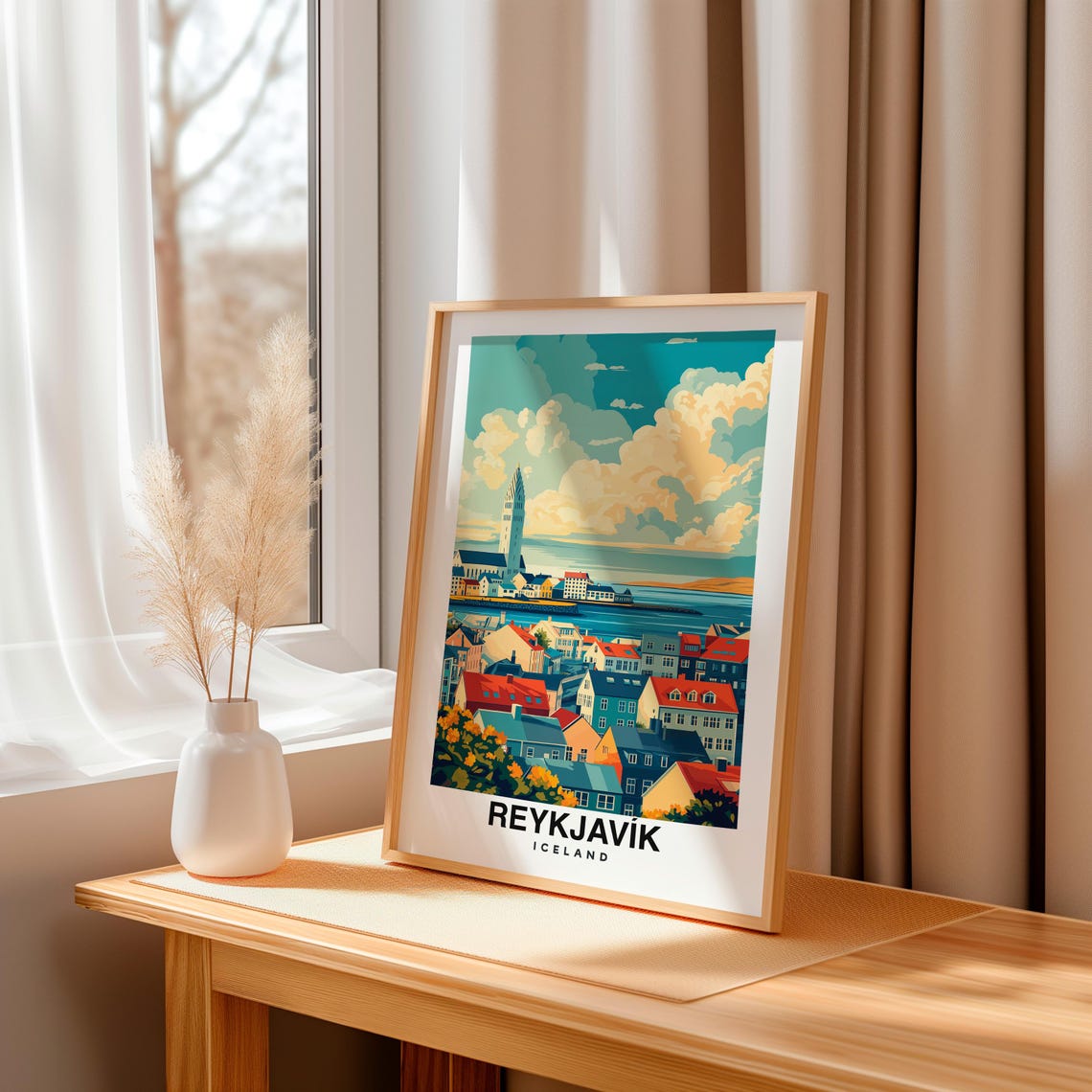 Reykjavk Print Iceland Poster Travel Wall Art Cityscape Print Scenic Art Nordic Decor Icelandic Landscape Travel Poster Urban Art - Image 3
