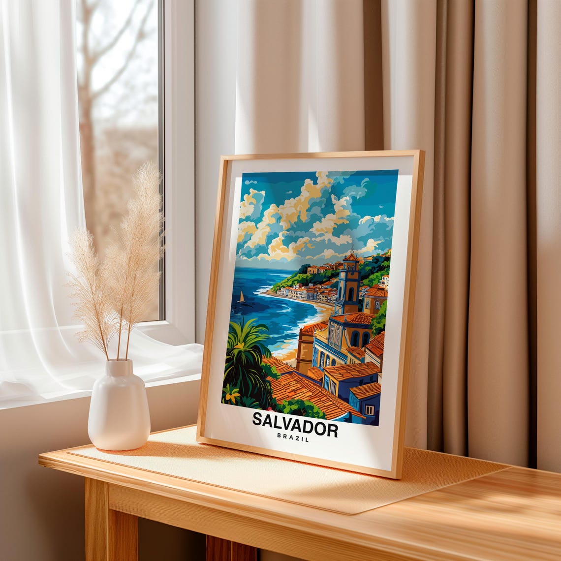 Salvador Salvador Travel Poster Brazil Cityscape Salvador Poster Birthday Present Wedding Gift Brazilian Culture - Image 3