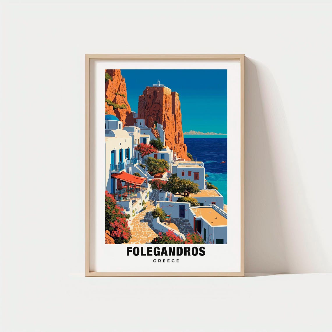 Folegandros Greece Whitewashed Cliffside Village Aegean Sea Poster